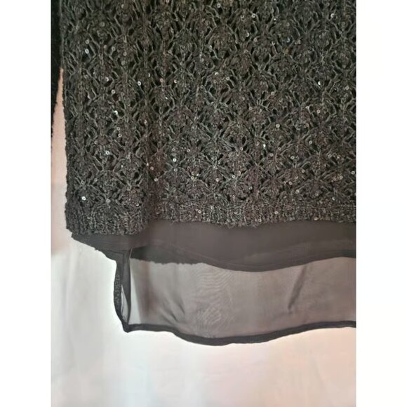 Maurices black sequins sheer lined panel long sleeve sweater Medium - Picture 2 of 4